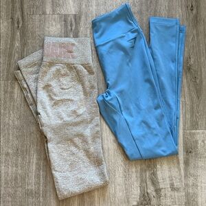 Women Gray and Blue Leggings Set XS